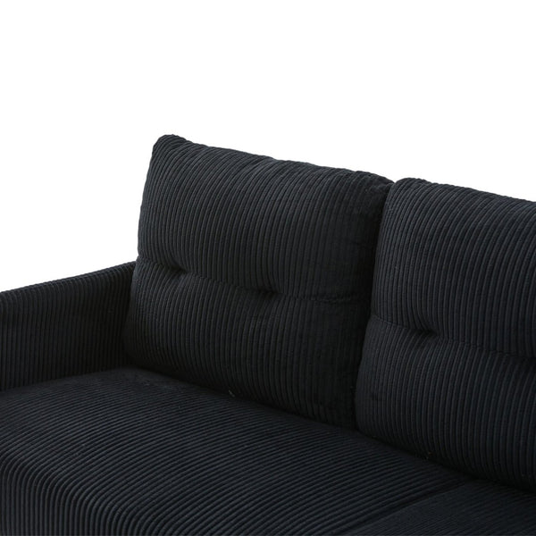 English Elm United We Win Corduroy Loveseat Plush Ergonomic Sofa with Spring Support Metal Legs Black W1568P410053