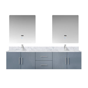 English Elm Dark Grey Double Bath Vanity 80 in W x 22 in D with Carrara Marble Top, Chrome Faucet, LED Mirrors B2731S01048