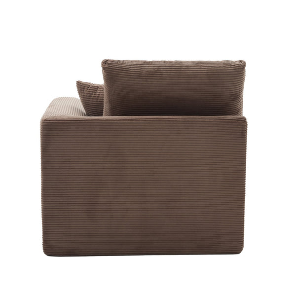 English Elm UNITED Cloud Couch Modular Sectional Sofa with Corduroy Cover, Ergonomic 2-Seater, No Assembly Needed Brown W1568P371124