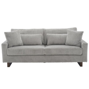 English Elm Modern Corduroy Upholstered Loveseat Sofa with Pocket Springs and Four Accent Pillows Grey N763S000040E