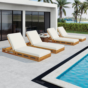 English Elm Christopher Knight Home® - Lounge Chaise Set - Elegant Acacia Wood With Plush 4" Water-Resistant Cushions For Ultimate Comfort N770P272405T_65429.00CUSH