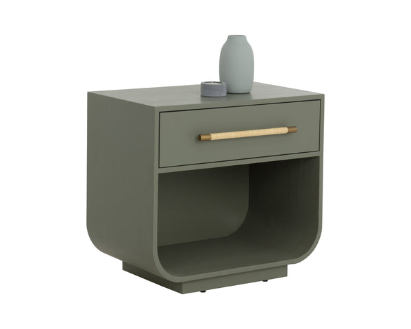Sunpan Tarrant Nightstand - Modern Sage Green Design With Raffia Wrapped Handle For Stylish Bedroom Storage Green Wood 111740
