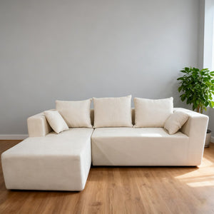 English Elm Combination Linen Sectional Sofa Bed Modular Left Corner Design for Living Rooms W3064S00003
