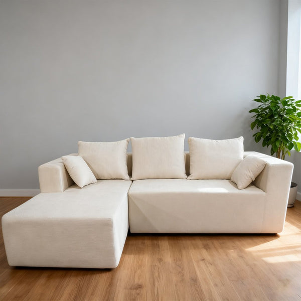 English Elm Combination Linen Sectional Sofa Bed Modular Left Corner Design for Living Rooms W3064S00003