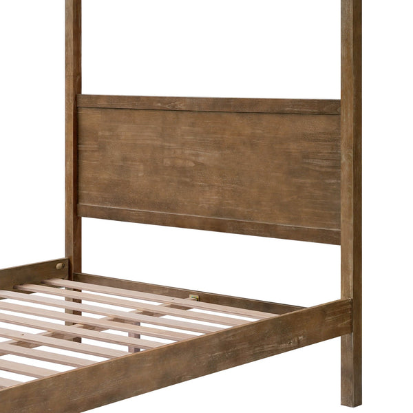 English Elm Christopher Knight Home® - Queen Solid Antique Oak Canopy Bed Frame with High-Density Slats, 800lb Support & 10" Storage Clearance N758Q877980N