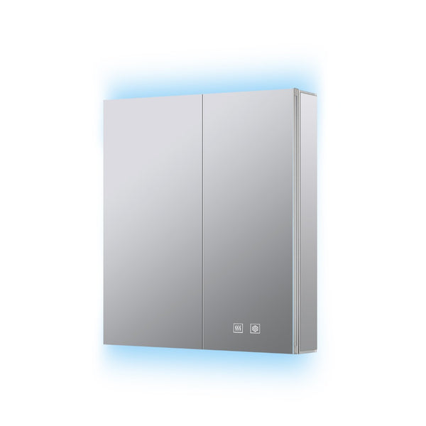 English Elm Corsica Aluminum Led Medicine Cabinet with Defogger and Soft Close Double Doors B2731P477797