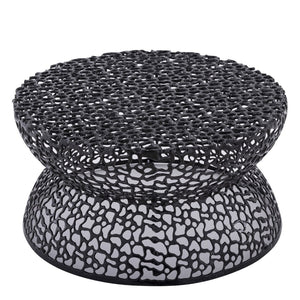 English Elm T3704-35 Round Aluminum Lattice Coffee Table with Sculptural Cutout Design for Modern Lofts Black B009P417515