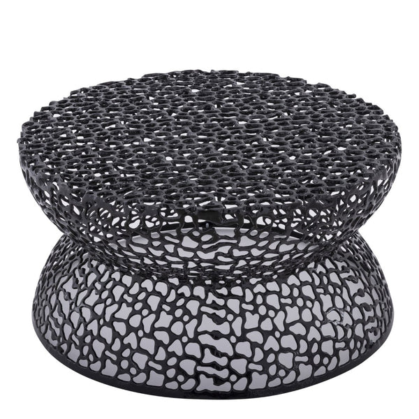 English Elm T3704-35 Round Aluminum Lattice Coffee Table with Sculptural Cutout Design for Modern Lofts Black B009P417515