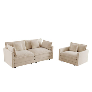 English Elm 2 Piece Chenille Loveseat and Accent Chair Set Upholstered Modular Living Room Sofa W714S00894