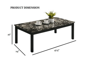 English Elm Contemporary 3-Piece Table Set With Faux Marble Top & Sturdy Wooden Legs - Modern Living Room Style B2741P391796