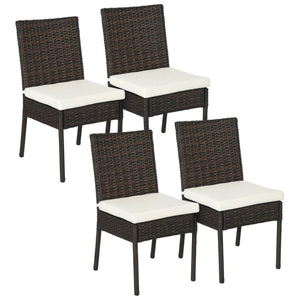 English Elm Outdoor Pe Rattan Dining Chairs Set of Four with Cushions for Patio Garden Use T3971P506412