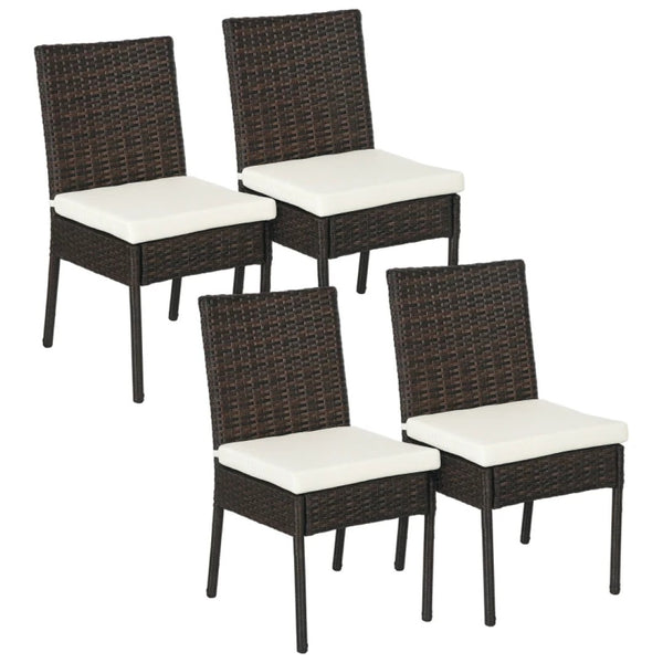 English Elm Outdoor Pe Rattan Dining Chairs Set of Four with Cushions for Patio Garden Use T3971P506412