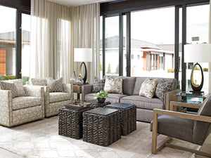 Lexington Talk Of The Town Cube End Table - Modern Design With Black Pearl Stone Top And Urban Elegance Shadow Mist  725-954