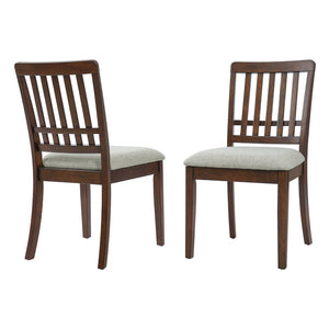 English Elm 2-piece Scandinavian Rubberwood Dining Chair Set with Curved Backrest and Padded Fabric Seat Brown N752P405934D