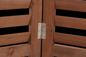 English Elm 3-panel Slatted Wood Outdoor Privacy Screen for Ac Units Trash Enclosures Gardens Brown W2640P272036