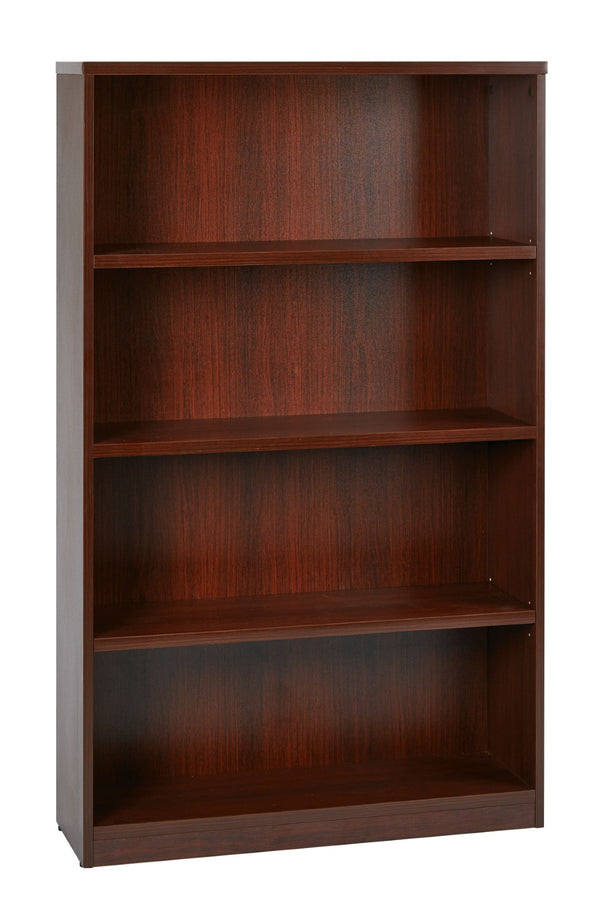OSP Home Furnishings 36wx12dx60h 4-shelf Laminate Bookcase with Adjustable Shelves for Office or Home Library Mahogany LBC361260-MAH