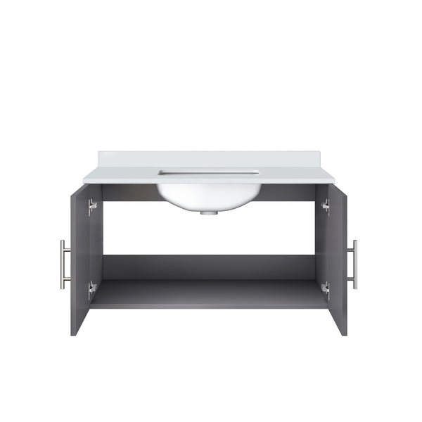 English Elm Dark Grey Bath Vanity With White Quartz Top - Modern Design, Spacious Storage & Easy Installation B2731P258604