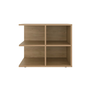 English Elm Natural oak 4-Shelf Side Table with Open Storage, Rustic Grain Finish, Durable Oak Look for Living Room B062P380039