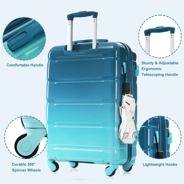 English Elm Luggage 3 Piece Hardshell Set Abs Pc Spinner Wheels Usb Port Carry on Travel N726P264892C