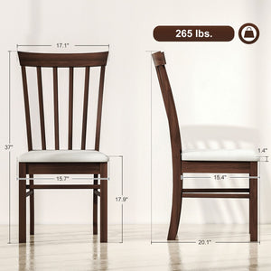 English Elm Modern Farmhouse Rubberwood Dining Chairs with Slatted Back and Cushioned Seat Set of 2 T3971P427858