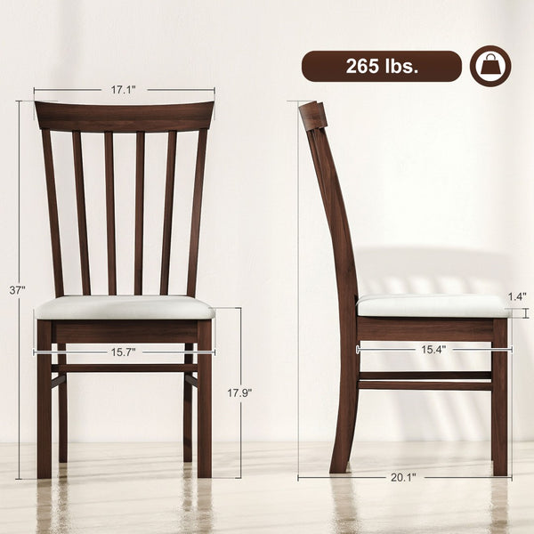 English Elm Modern Farmhouse Rubberwood Dining Chairs with Slatted Back and Cushioned Seat Set of 2 T3971P427858