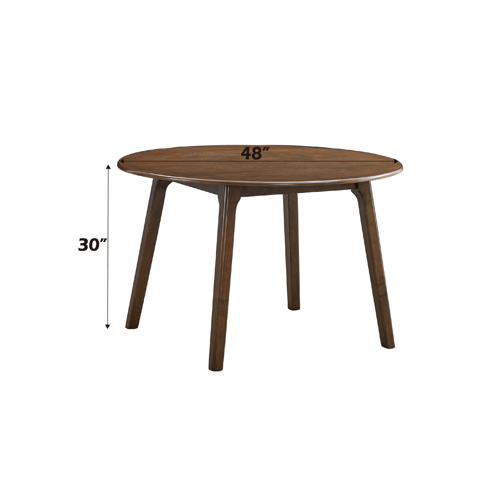 English Elm Keiki Walnut Finish Round Dining Table – Durable Rubber & Composite Wood, Fixed Top, Cozy Entertaining Charm B2726P246308