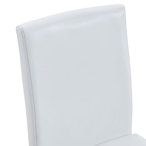 English Elm Two White PU dining chairs set with black metal legs, ergonomic cushioned seats, anti-slip feet, easy assemble W1512P395194