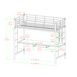 Twin Metal Loft Bed Workstation White BLWSWH Walker Edison