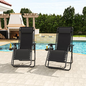 English Elm Zero Gravity Reclining Lounge Chair Breathable Mesh Portable Folding Patio Beach Seat Antique Black W3979P392945