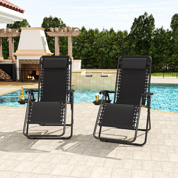 English Elm Zero Gravity Reclining Lounge Chair Breathable Mesh Portable Folding Patio Beach Seat Antique Black W3979P392945