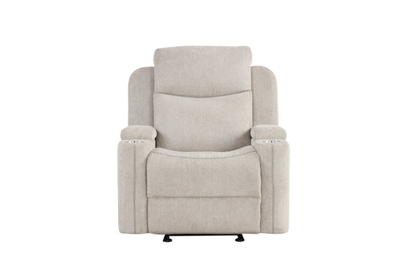 English Elm Galya Light Gray Chenille Motion Glider Recliner with Storage Arm, Pocket Coil Seat, Manual Recline B2726P291023