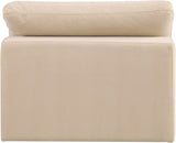 Comfy Beige Velvet Modular Armless Chair 189Beige-Armless Meridian Furniture