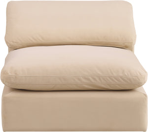 Comfy Beige Velvet Modular Armless Chair 189Beige-Armless Meridian Furniture