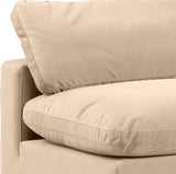 Comfy Beige Velvet Modular Armless Chair 189Beige-Armless Meridian Furniture