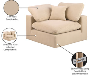 Comfy Beige Velvet Modular Corner Chair 189Beige-Corner Meridian Furniture