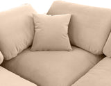 Comfy Beige Velvet Modular Sofa 189Beige-S119 Meridian Furniture