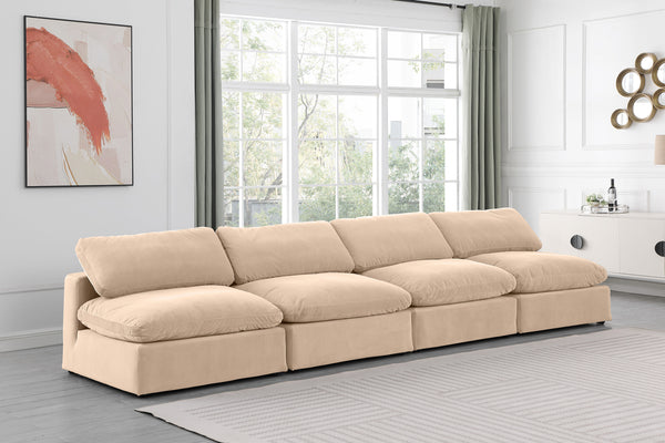 Comfy Beige Velvet Modular Sofa 189Beige-S156 Meridian Furniture