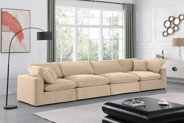 Comfy Beige Velvet Modular Sofa 189Beige-S158 Meridian Furniture