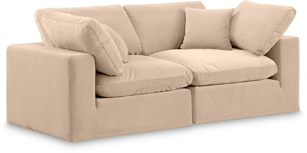 Comfy Beige Velvet Modular Sofa 189Beige-S80 Meridian Furniture
