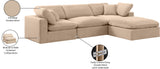 Comfy Beige Velvet Modular Sectional 189Beige-Sec4A Meridian Furniture