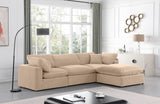 Comfy Beige Velvet Modular Sectional 189Beige-Sec4A Meridian Furniture