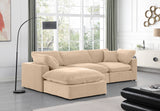 Comfy Beige Velvet Modular Sectional 189Beige-Sec4A Meridian Furniture