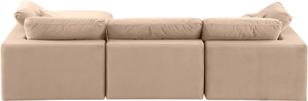 Comfy Beige Velvet Modular Sectional 189Beige-Sec4A Meridian Furniture