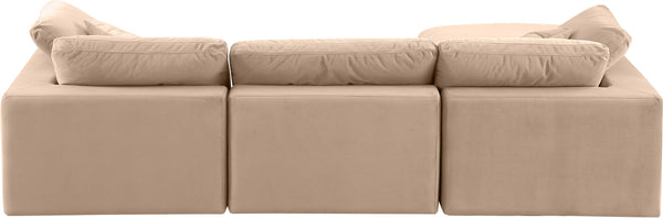Comfy Beige Velvet Modular Sectional 189Beige-Sec4A Meridian Furniture