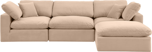 Comfy Beige Velvet Modular Sectional 189Beige-Sec4A Meridian Furniture
