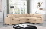 Comfy Beige Velvet Modular Sectional 189Beige-Sec4B Meridian Furniture