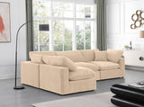 Comfy Beige Velvet Modular Sectional 189Beige-Sec4B Meridian Furniture