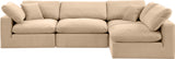 Comfy Beige Velvet Modular Sectional 189Beige-Sec4B Meridian Furniture