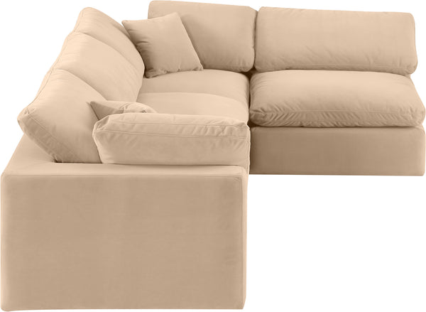 Comfy Beige Velvet Modular Sectional 189Beige-Sec4B Meridian Furniture