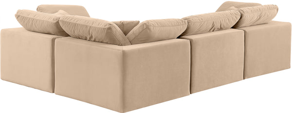 Comfy Beige Velvet Modular Sectional 189Beige-Sec4C Meridian Furniture